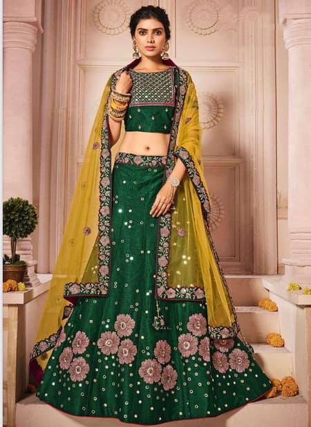 Dark Green Colour Prerana New Designer Ethnic Wear Exclusive Silk Lehenga Choli Collection 1207